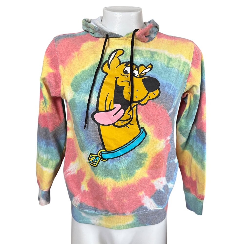 Scooby-Doo! men's tie-dye long sleeve pullover hoodie sweatshirt size S 34/36